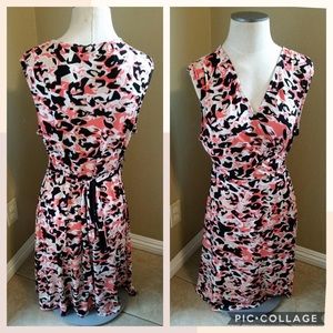 Constance Marie pink/black geometric v-neck dress